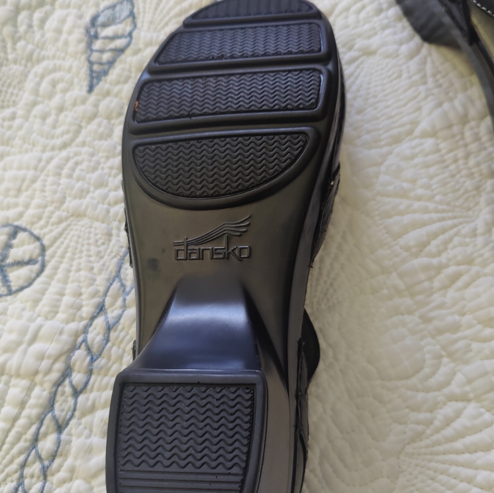 Dansko Black Leather Clog Mule